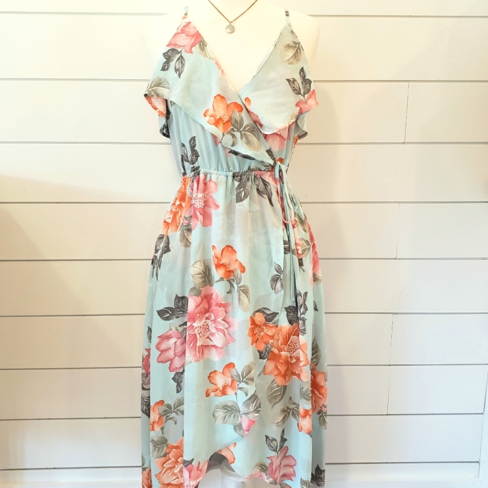 Spring floral print maxi dress